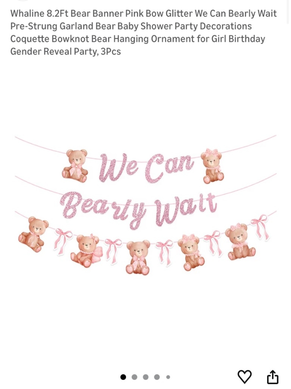 We Can Bearly Wait Pink Bear Banner 🐻